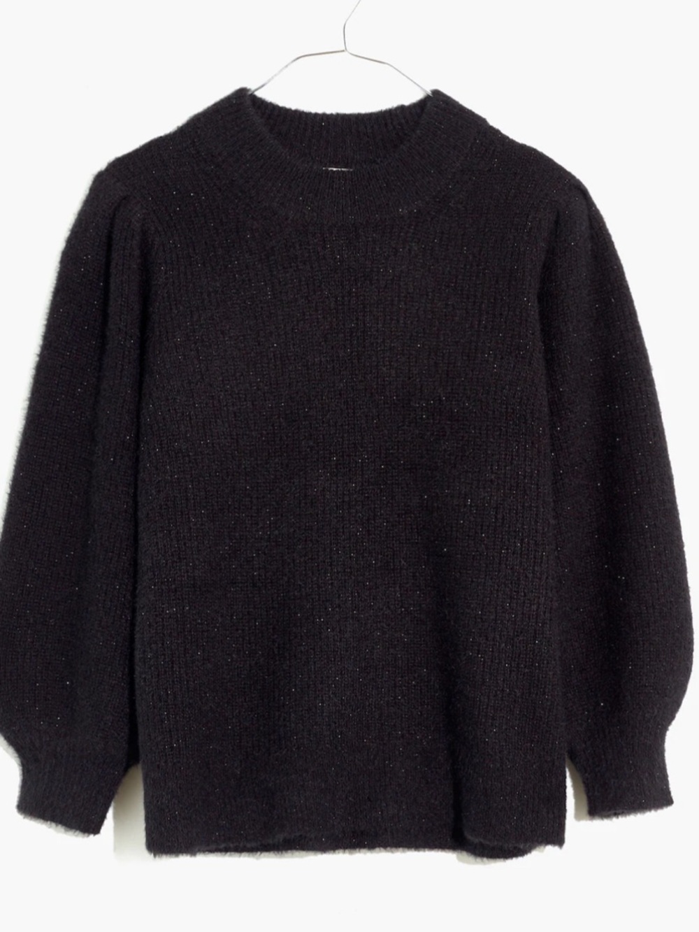 Madewell Eaton Puff Sleeve Sweater NWT size large black with shimmer